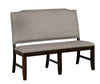 Fabric Upholstered Wooden Bench with Nail Head Trim, Gray and Brown