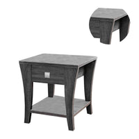 Wooden End Table with Swooping Curled Legs, Gray