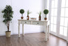 Spacious Wooden Sofa Table with Carved Turned Legs, Antique White