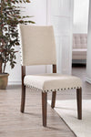 Fabric Upholstered Solid Wood Side Chair, Pack of Two, Beige and Brown  - BM183233