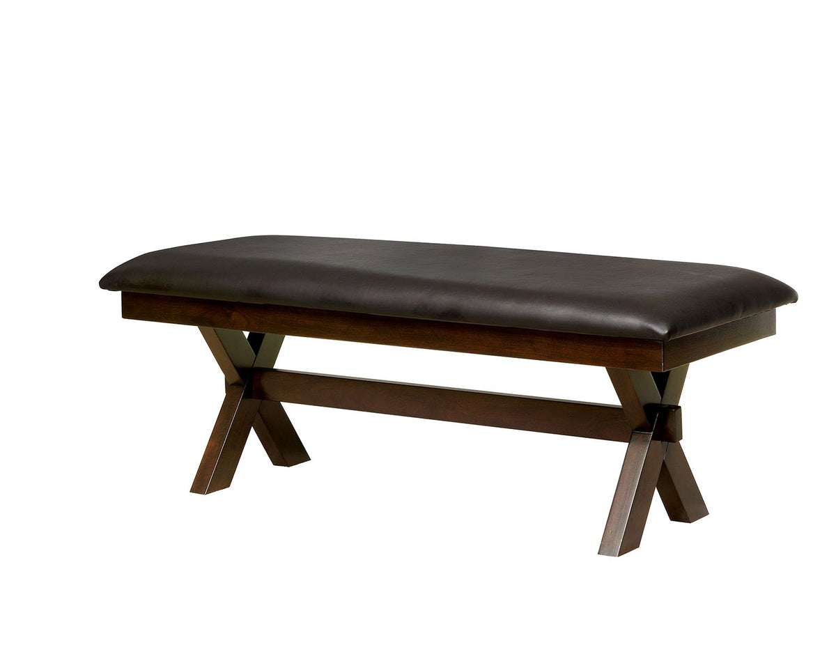 Leatherette Upholstered Wooden Bench, Dark Brown - BM183250