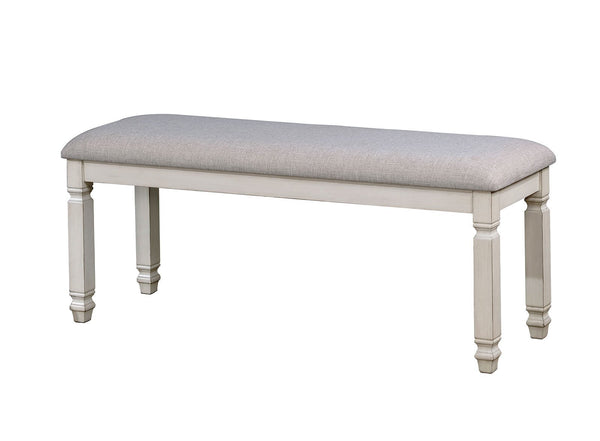 Fabric Upholstered Wooden Bench, White