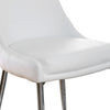Leatherette Upholstered Metal Side Chair with Tapered Legs, Pack of Two, White and Silver - BM183312
