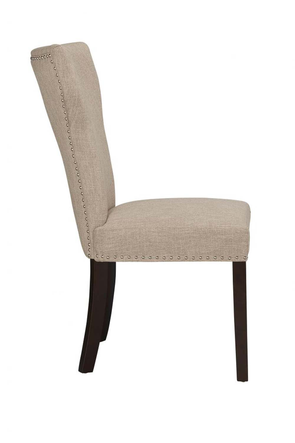 Fabric Upholstered Side Chair with Wingback Design, Set of 2, Oatmeal Brown - BM183454