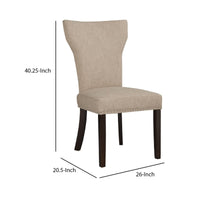 Fabric Upholstered Side Chair with Wingback Design, Set of 2, Oatmeal Brown - BM183454