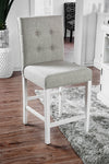 Fabric Upholstered Solid Wood Counter Height Chair, White and Gray, Pack of Two