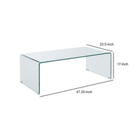 Contemporary Style Minimal Clear Glass Coffee Table, Clear - BM184941