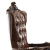 BM185348 Faux Leather Upholstered Wooden Executive Chair With Swivel, Cherry Oak Brown