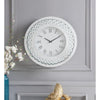 Round Shaped Wall Clock with Faux Crystals Inlay, White - BM185415