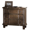BM185449 Three Drawer Nightstand With Round Knobs Side Metal Glide In Weathered Oak Finish