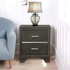 BM185456 Wooden Two Drawer Nightstand With Bracket Legs, Gray