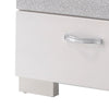 BM185468 Nightstand With Three Center Metal Glide Drawers In White Gloss Finish