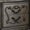 BM185471 Two Drawer Nightstand With Oversized Scrolled Legs In Antique Platinum Finish