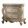 BM185474 Two Drawer Nightstand With Carved Details And Cabriole Legs, Antique Pearl