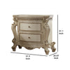 BM185474 Two Drawer Nightstand With Carved Details And Cabriole Legs, Antique Pearl