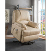 Contemporary Polyurethane Upholstered Metal Recliner with Power Lift, Beige - BM185601