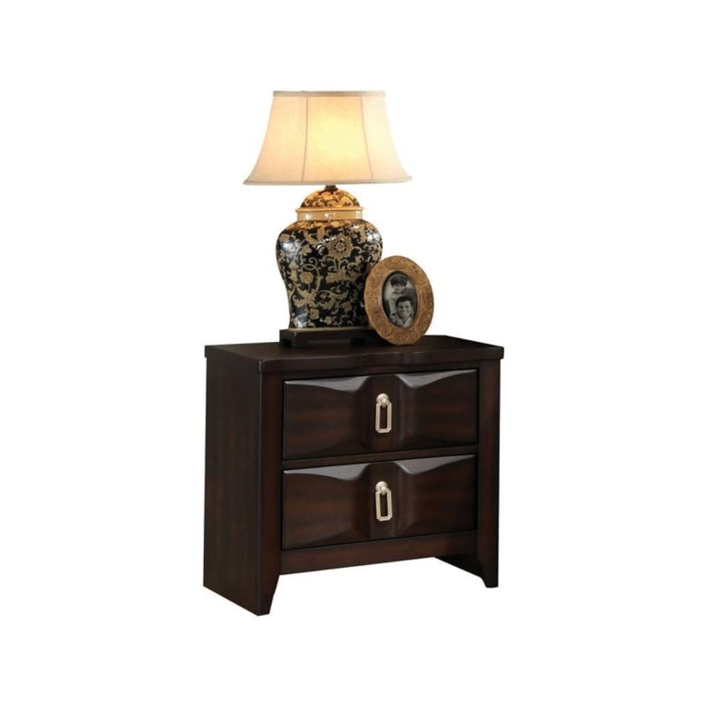 Transitional Style Wood Nightstand with 2 Drawers, Espresso Brown - BM185690