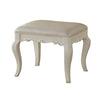 BM185705 Traditional Style Wood and Leatherette Vanity Stool with Padded Seat, White