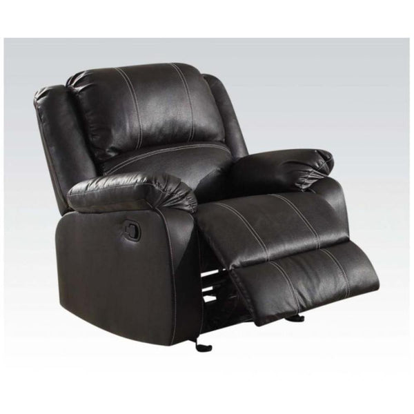 BM185728 Metal and Leatherette Rocker Recliner with Cushioned Armrests, Black