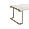 Faux Marble Top Coffee Table With Metal Base, White And Gold - BM185797