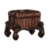 BM185873 Tufted Fabric Upholstered Wooden Vanity Stool with Scrolled Legs, Cherry Oak brown