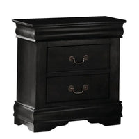 Wooden Nightstand with Two Drawers, Black - BM185915