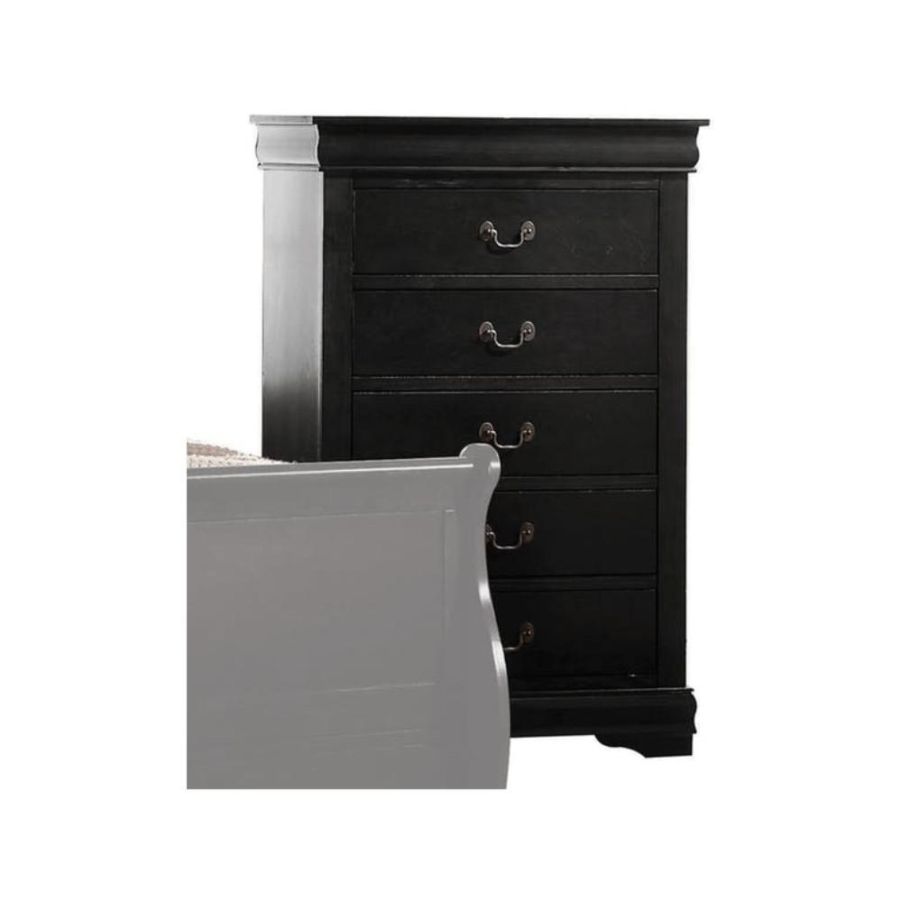 Traditional Style Wooden Chest with Five Drawers, Black - BM185917