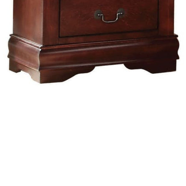 Wooden Nightstand with Two Drawers, Cherry Brown - BM185918