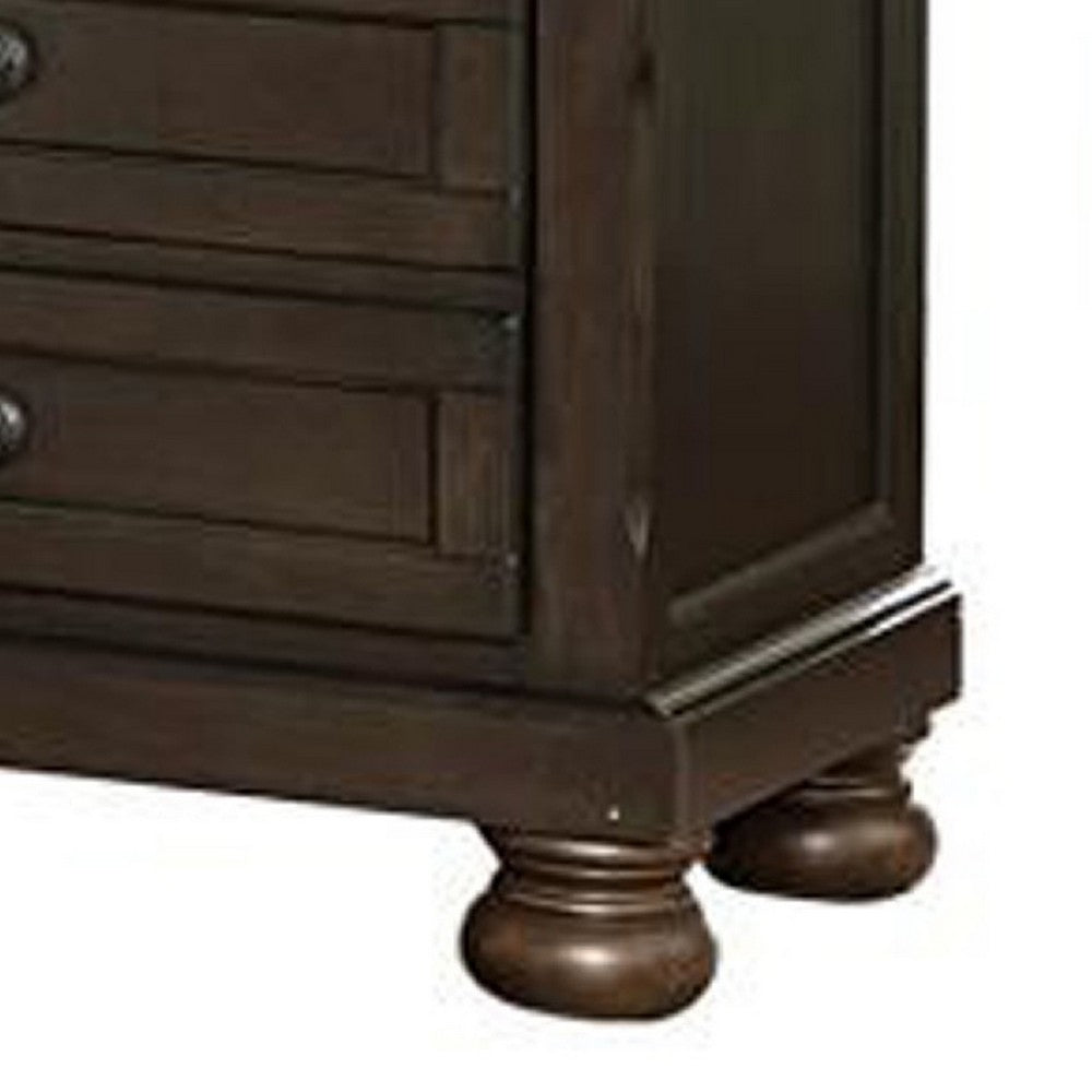 Wooden Mid Century Design Night Stand Chest With Hidden Drawer, Dark Brown - BM185981