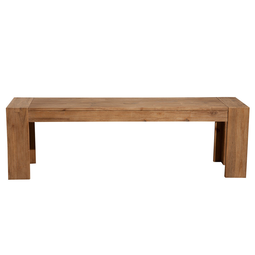 BM186134 Solid Acacia Wood Bench with Bracket Legs, Brown