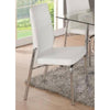 BM186227 Metal Side Chair with Leatherette Seat and Back, Set of 2, White and Silver