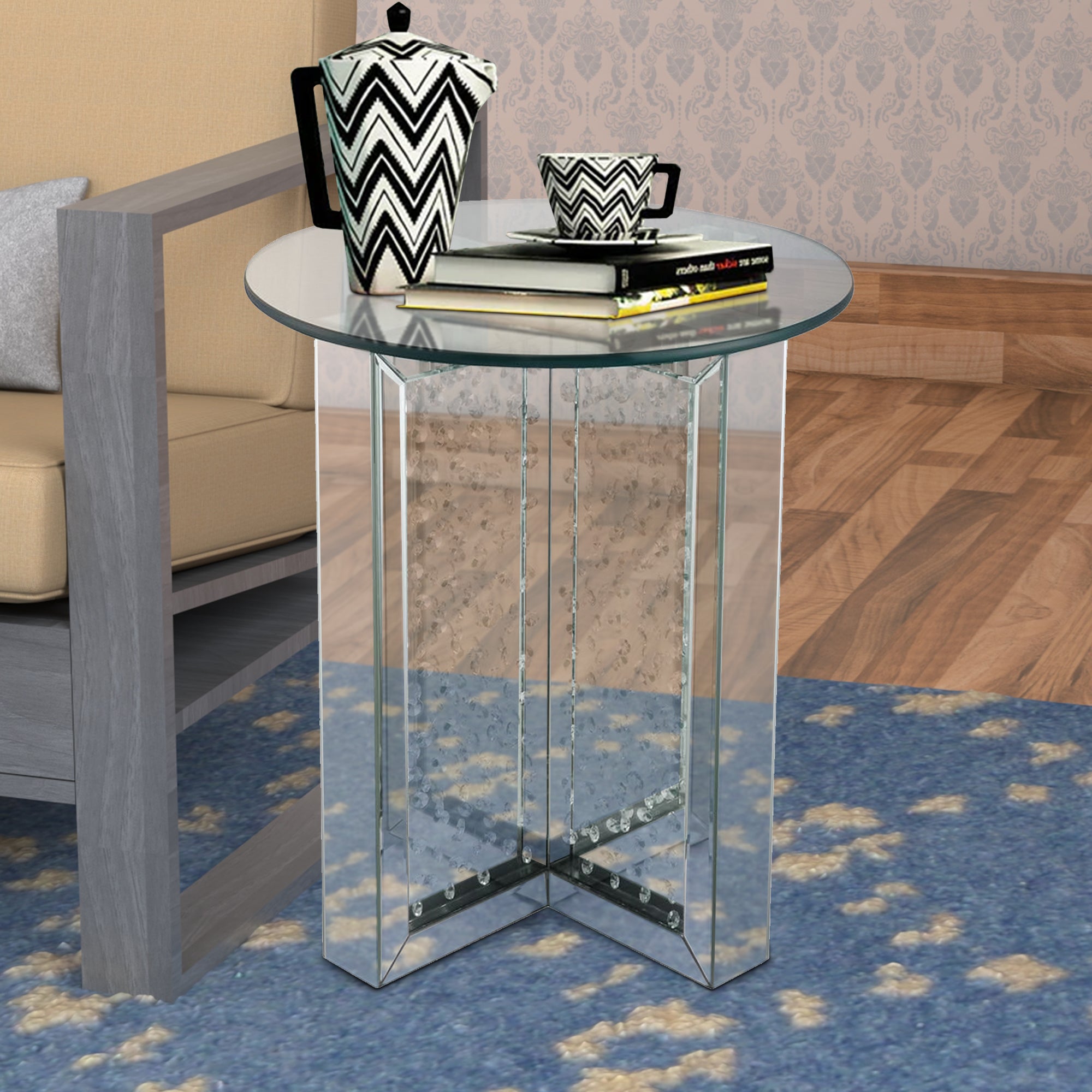 Benjara 23 Inch Round Modern Metal En...