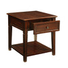 BM186247 Wooden End Table with One Drawer and One Shelf, Walnut Brown