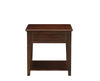 BM186247 Wooden End Table with One Drawer and One Shelf, Walnut Brown