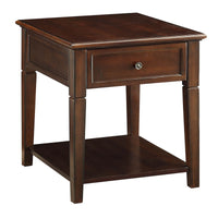 BM186247 Wooden End Table with One Drawer and One Shelf, Walnut Brown