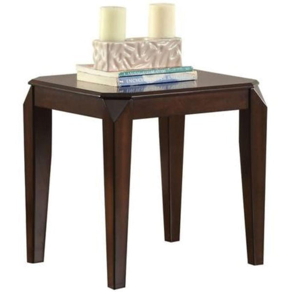 22.5 Inch Wood End Table with Beveled Tapered Legs, Brown - BM186266