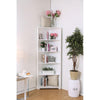BM186431 Contemporary Style Solid Wood Five Shelves Corner Bookshelf, White