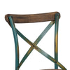 35" Wood and Metal Side Chair, Brown and Turquoise - BM186925