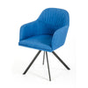 Fabric Upholstered Dining Arm Chair with Tripod Metal Base, Blue