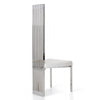 Leatherette Upholstered Dining Chair with Vertical Slat Back Design, White and Silver - BM187495