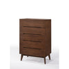 Five Drawers Wooden Chest with Angled Legs, Brown