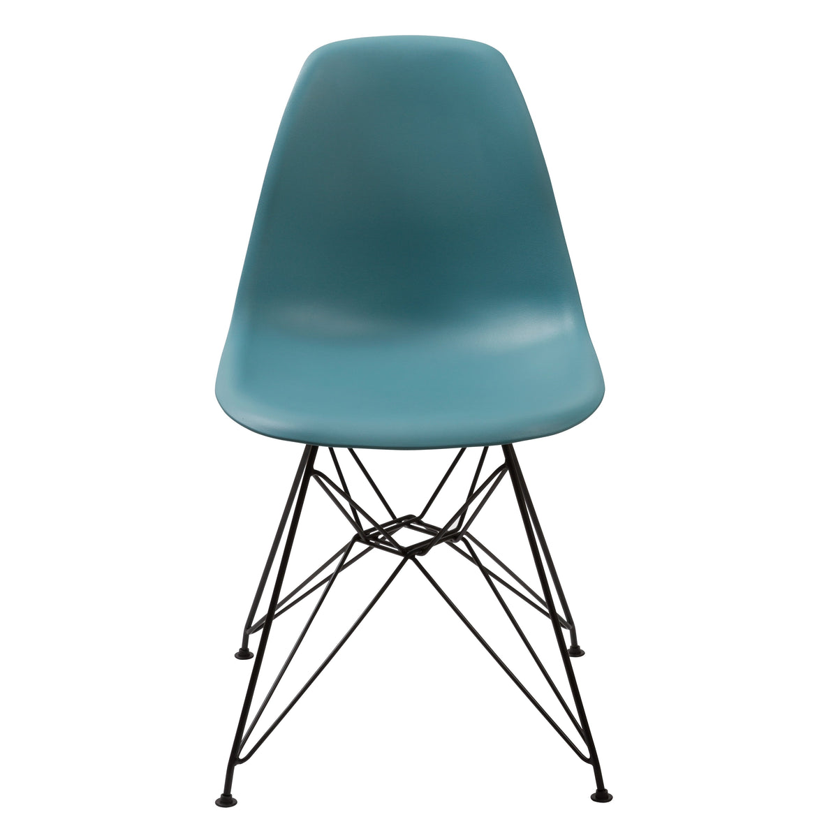 Deep Back Plastic Chair with Metal Eiffel Legs, Set of 2, Blue and Black - BM187591