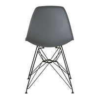 Deep Back Plastic Chair with Metal Eiffel Legs, Set of 2, Gray and Black- BM187595