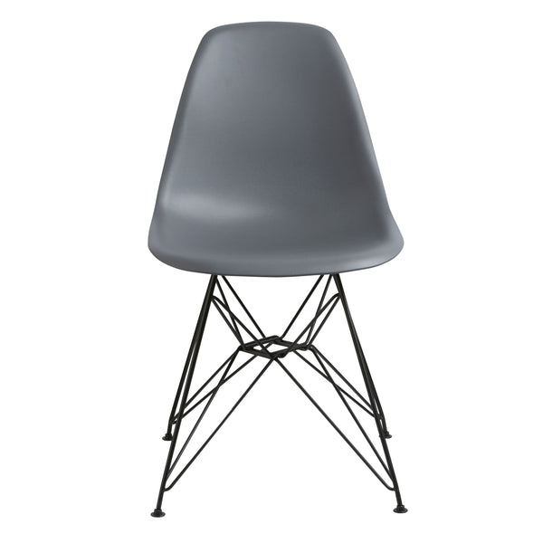 BM187595 - Deep Back Plastic Chair with Metal Eiffel Style Legs, Gray and Black