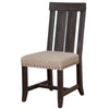 Wooden Chair with Fabric Upholstered Seat and Slat Style Back, Set of 2, Black and Beige - BM187604