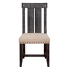 Wooden Chair with Fabric Upholstered Seat and Slat Style Back, Set of 2, Black and Beige - BM187604