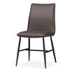 Leather Upholstered Metal Chair with Decorative Top Stitching, Set of 2, Latte Brown and Black - BM187607