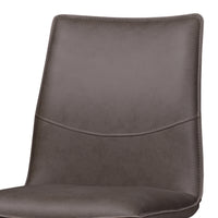 Leather Upholstered Metal Chair with Decorative Top Stitching, Set of 2, Latte Brown and Black - BM187607