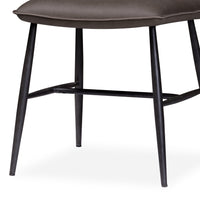 Leather Upholstered Metal Chair with Decorative Top Stitching, Set of 2, Latte Brown and Black - BM187607