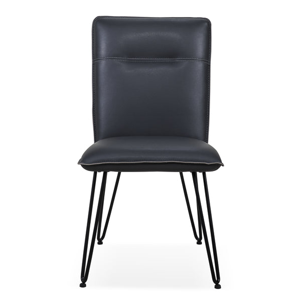 Leather Upholstered Metal Chair with Hairpin Style Legs Set of 2, Black - BM187617